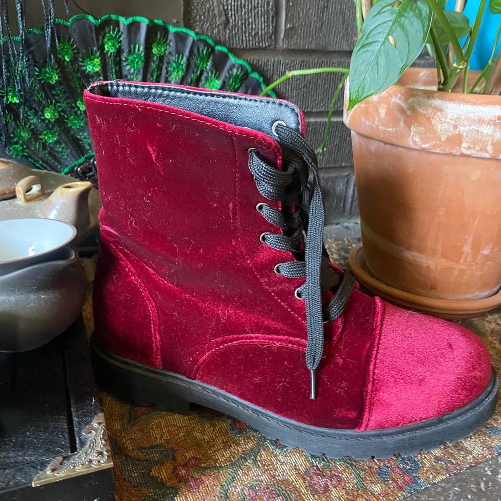 Velvet Combat Boots